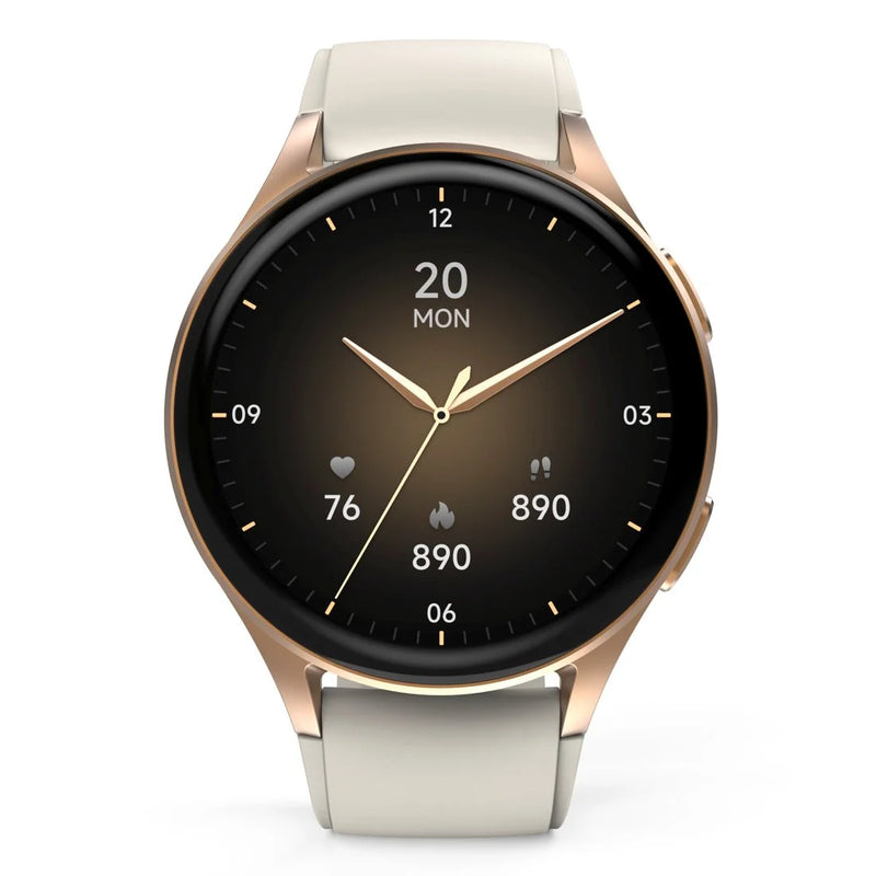 Smartwatch damski Hama 8900 GPS AMOLED zara koperta złota ramka pasek silikonowy