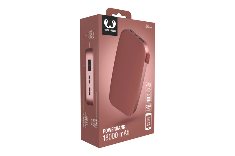 Fresh 'n Rebel Powerbank Safari Red 18000 mAh