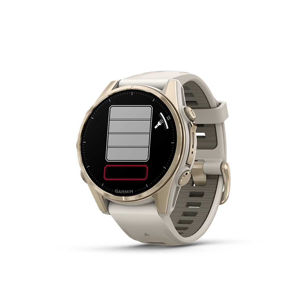 Garmin Fenix 8 AMOLED Sapphire 43mm; kolor Soft Gold z paskiem Fog Grey