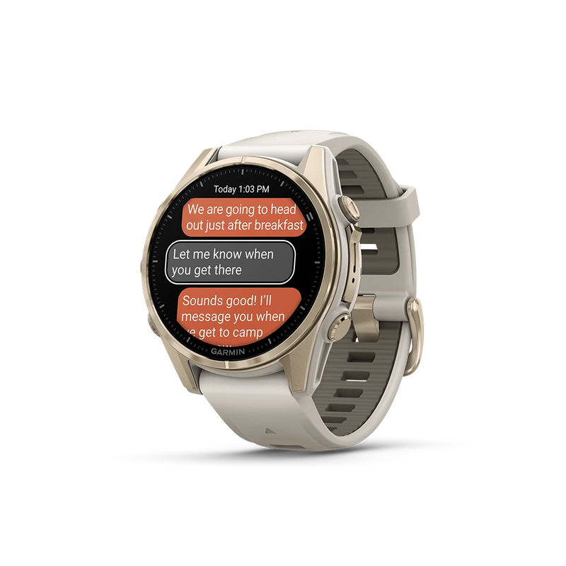 Garmin Fenix 8 AMOLED Sapphire 43mm; kolor Soft Gold z paskiem Fog Grey