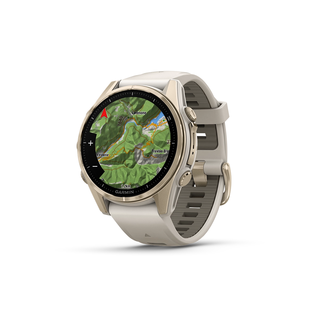 Garmin Fenix 8 AMOLED Sapphire 43mm; kolor Soft Gold z paskiem Fog Grey