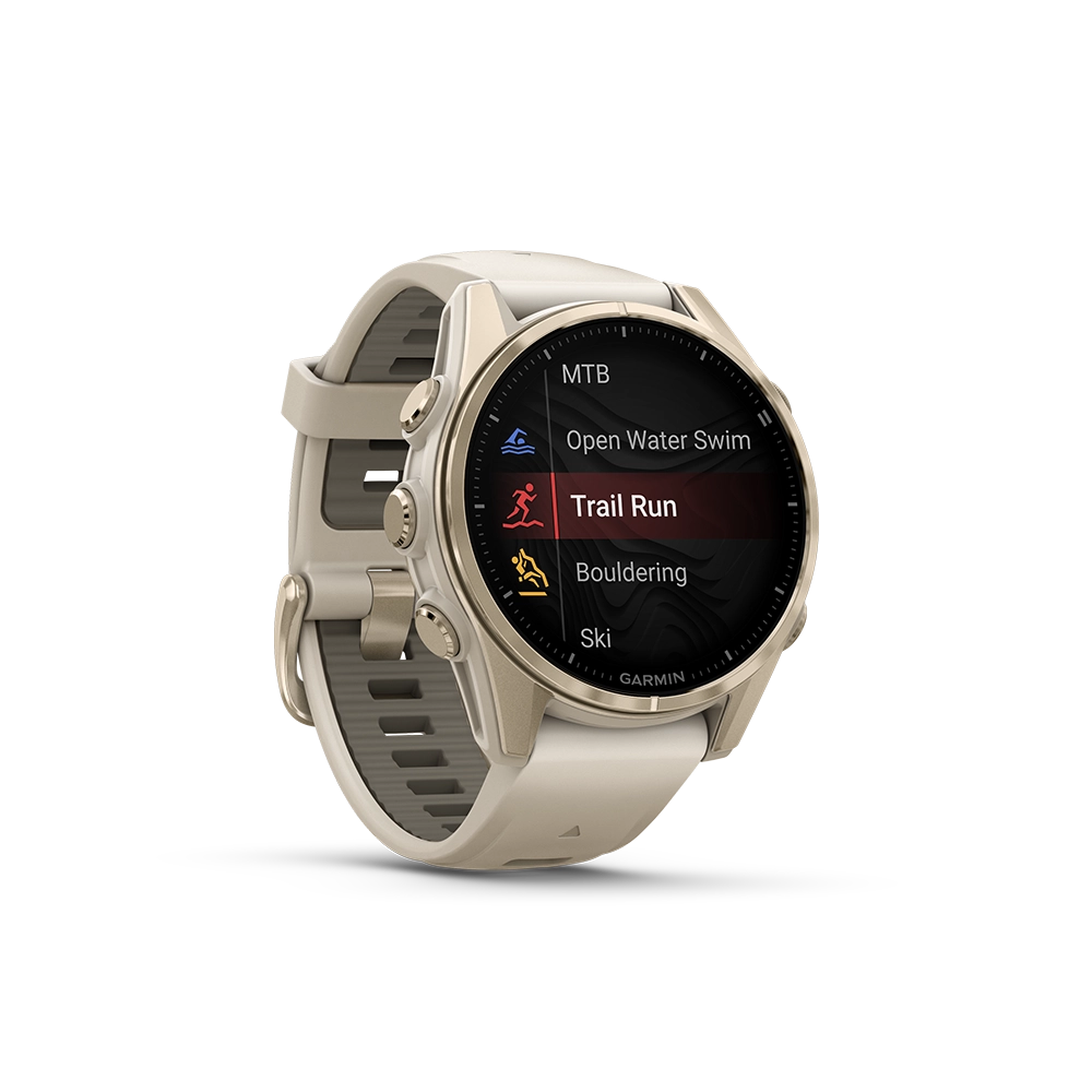 Garmin Fenix 8 AMOLED Sapphire 43mm; kolor Soft Gold z paskiem Fog Grey