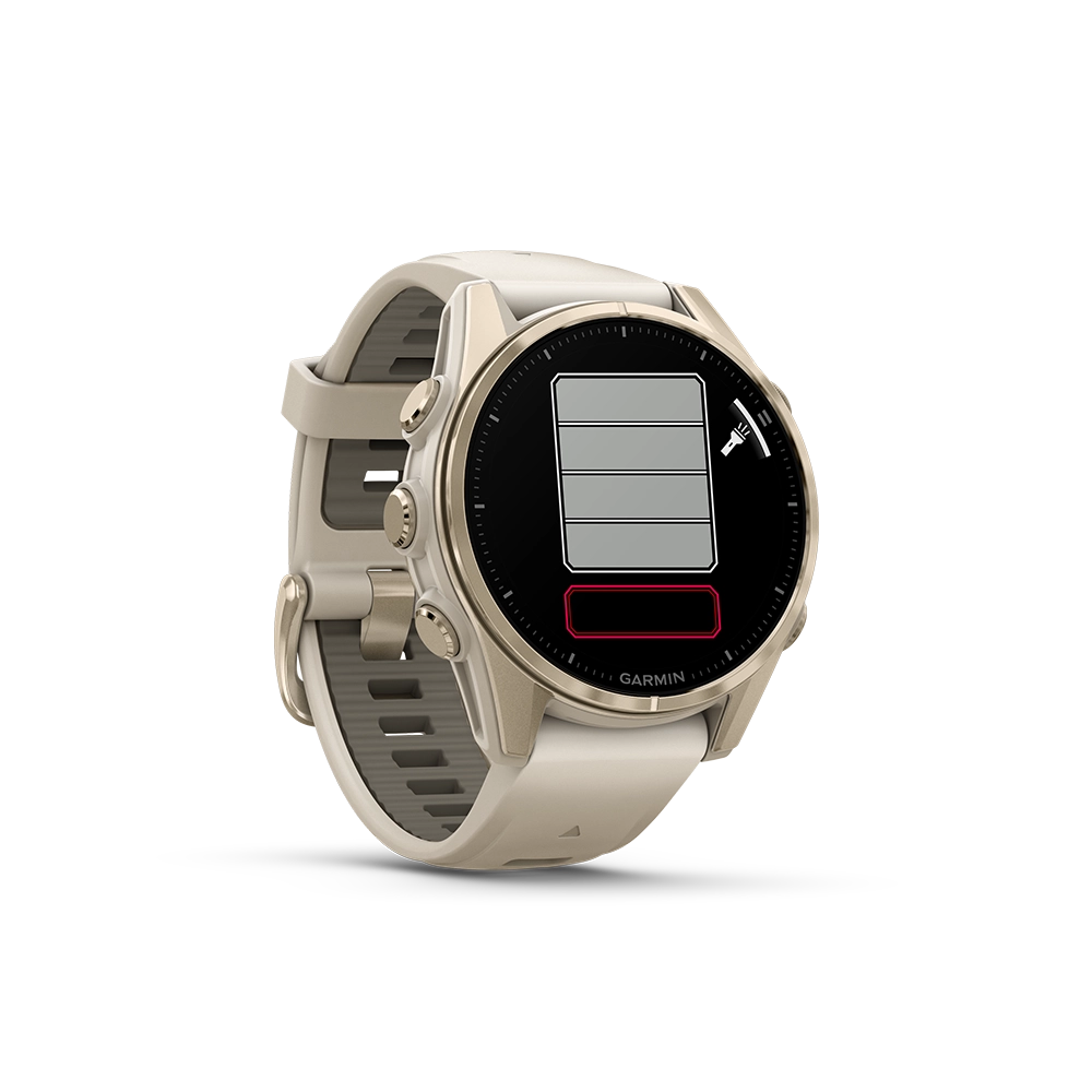 Garmin Fenix 8 AMOLED Sapphire 43mm; kolor Soft Gold z paskiem Fog Grey