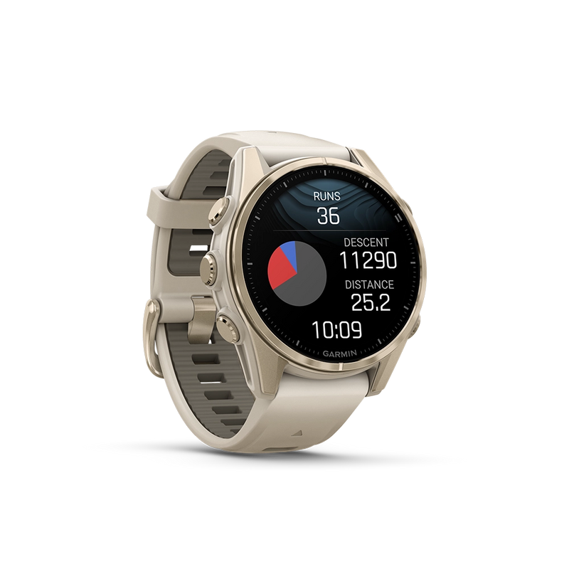 Garmin Fenix 8 AMOLED Sapphire 43mm; kolor Soft Gold z paskiem Fog Grey