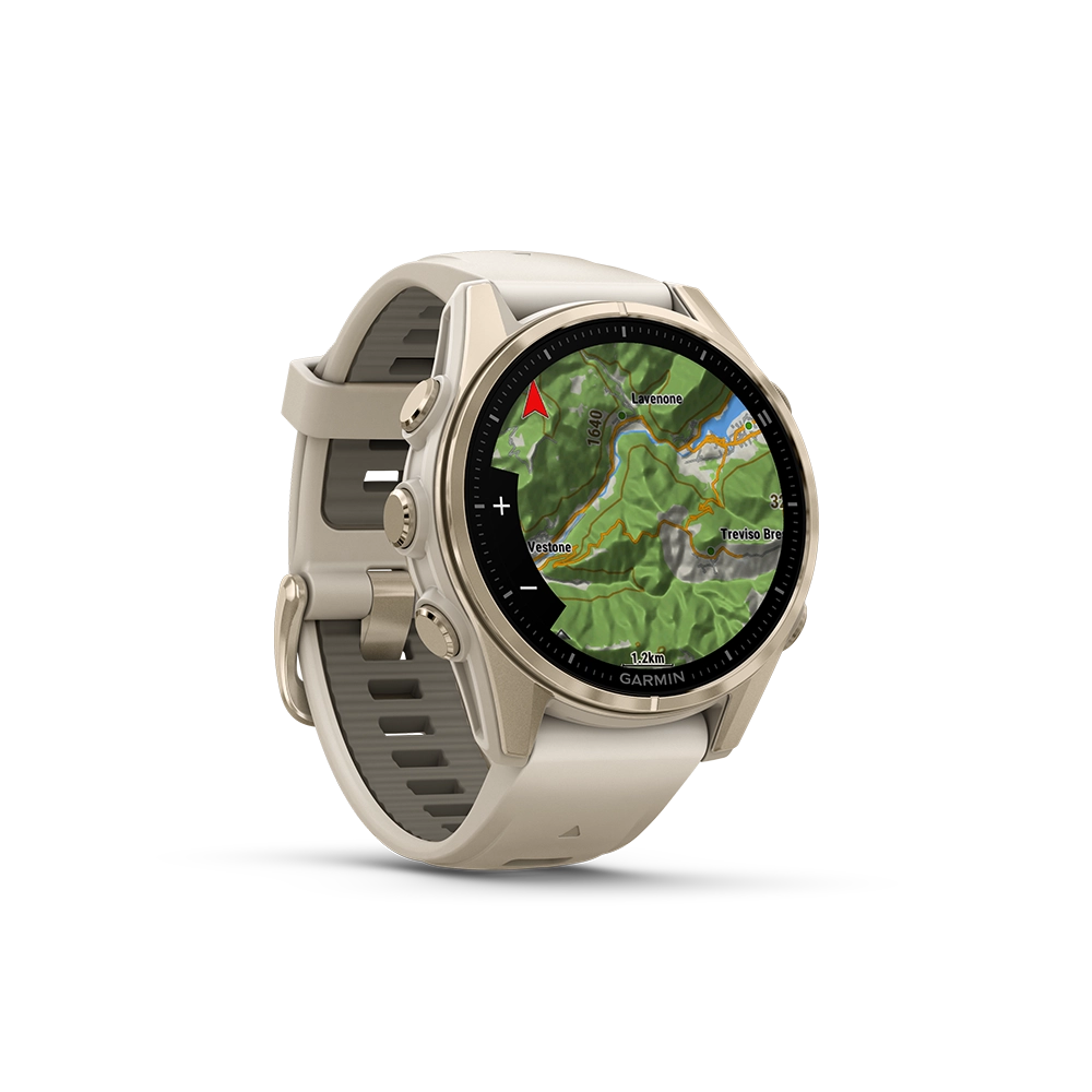 Garmin Fenix 8 AMOLED Sapphire 43mm; kolor Soft Gold z paskiem Fog Grey