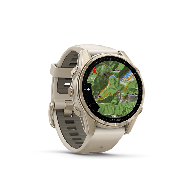 Garmin Fenix 8 AMOLED Sapphire 43mm; kolor Soft Gold z paskiem Fog Grey