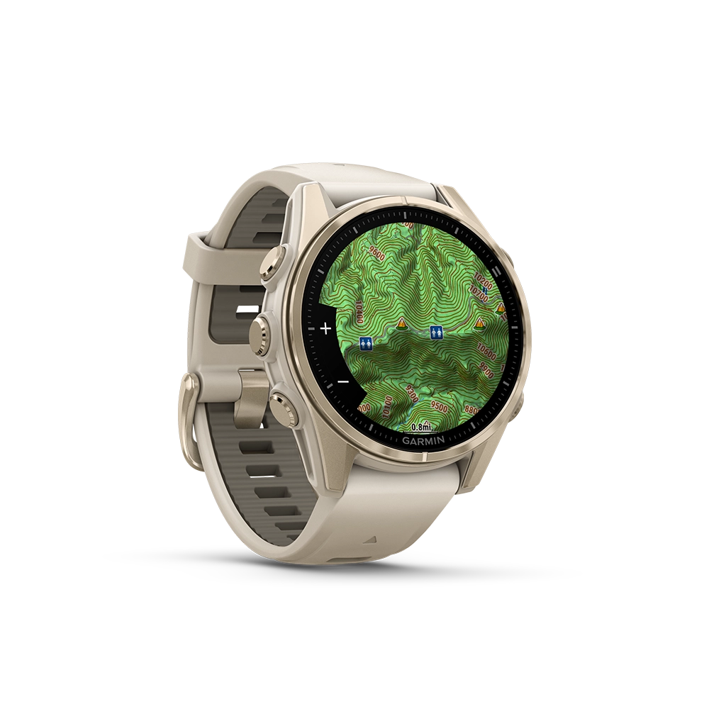 Garmin Fenix 8 AMOLED Sapphire 43mm; kolor Soft Gold z paskiem Fog Grey