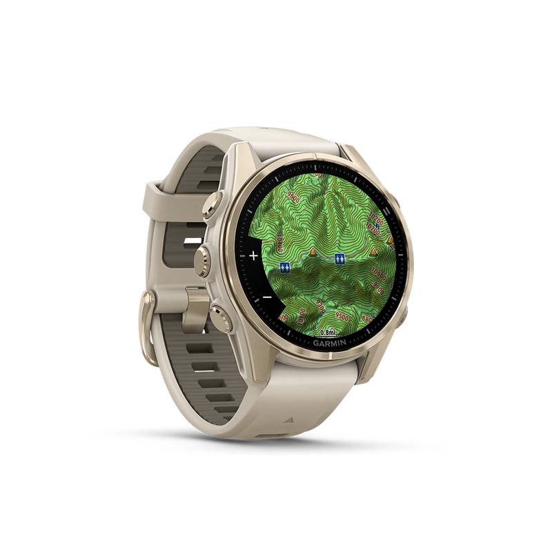 Garmin Fenix 8 AMOLED Sapphire 43mm; kolor Soft Gold z paskiem Fog Grey