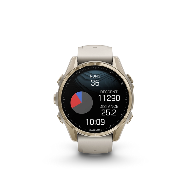 Garmin Fenix 8 AMOLED Sapphire 43mm; kolor Soft Gold z paskiem Fog Grey