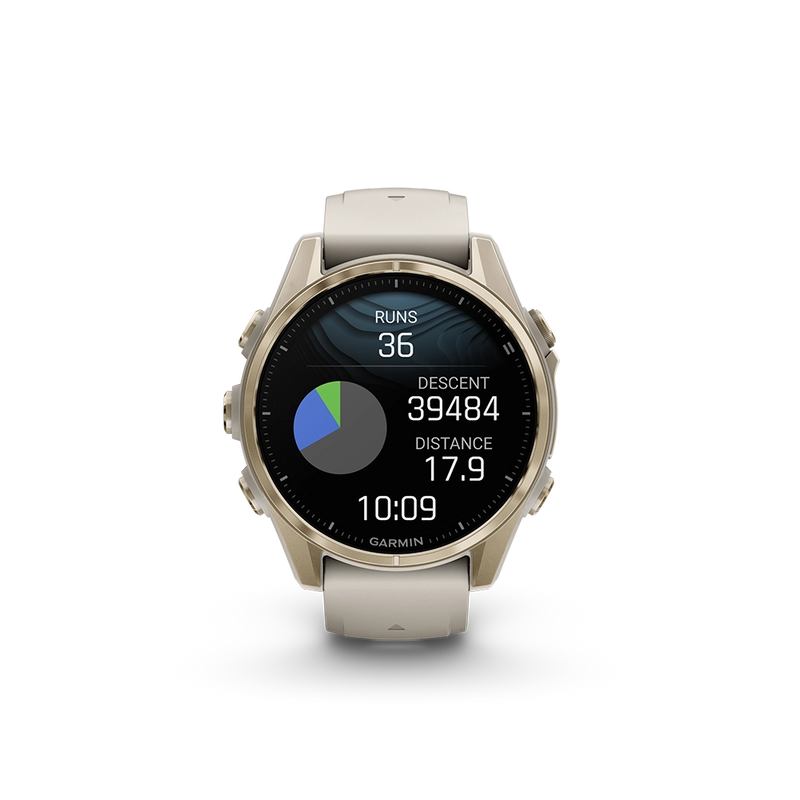 Garmin Fenix 8 AMOLED Sapphire 43mm; kolor Soft Gold z paskiem Fog Grey