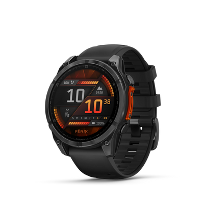 Garmin Fenix 8 AMOLED Standard Edition 47 mm Slate grey - czarny silikonowy pasek