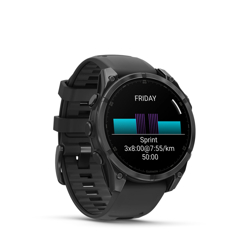 Garmin Fenix 8 AMOLED Standard Edition 47 mm Slate grey - czarny silikonowy pasek