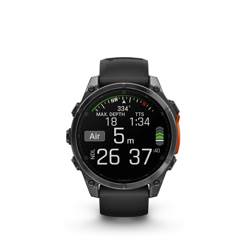 Garmin Fenix 8 AMOLED Standard Edition 47 mm Slate grey - czarny silikonowy pasek