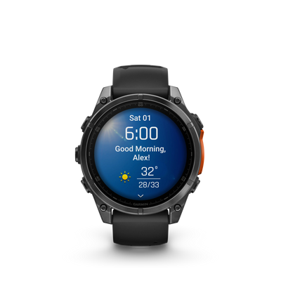 Garmin Fenix 8 AMOLED Standard Edition 47 mm Slate grey - czarny silikonowy pasek