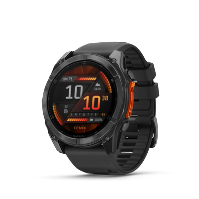 Garmin Fenix 8 AMOLED Standard Edition 51 mm - Slate grey, czarny silikonowy pasek