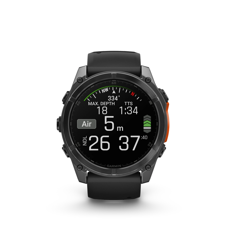 Garmin Fenix 8 AMOLED Standard Edition 51 mm - Slate grey, czarny silikonowy pasek