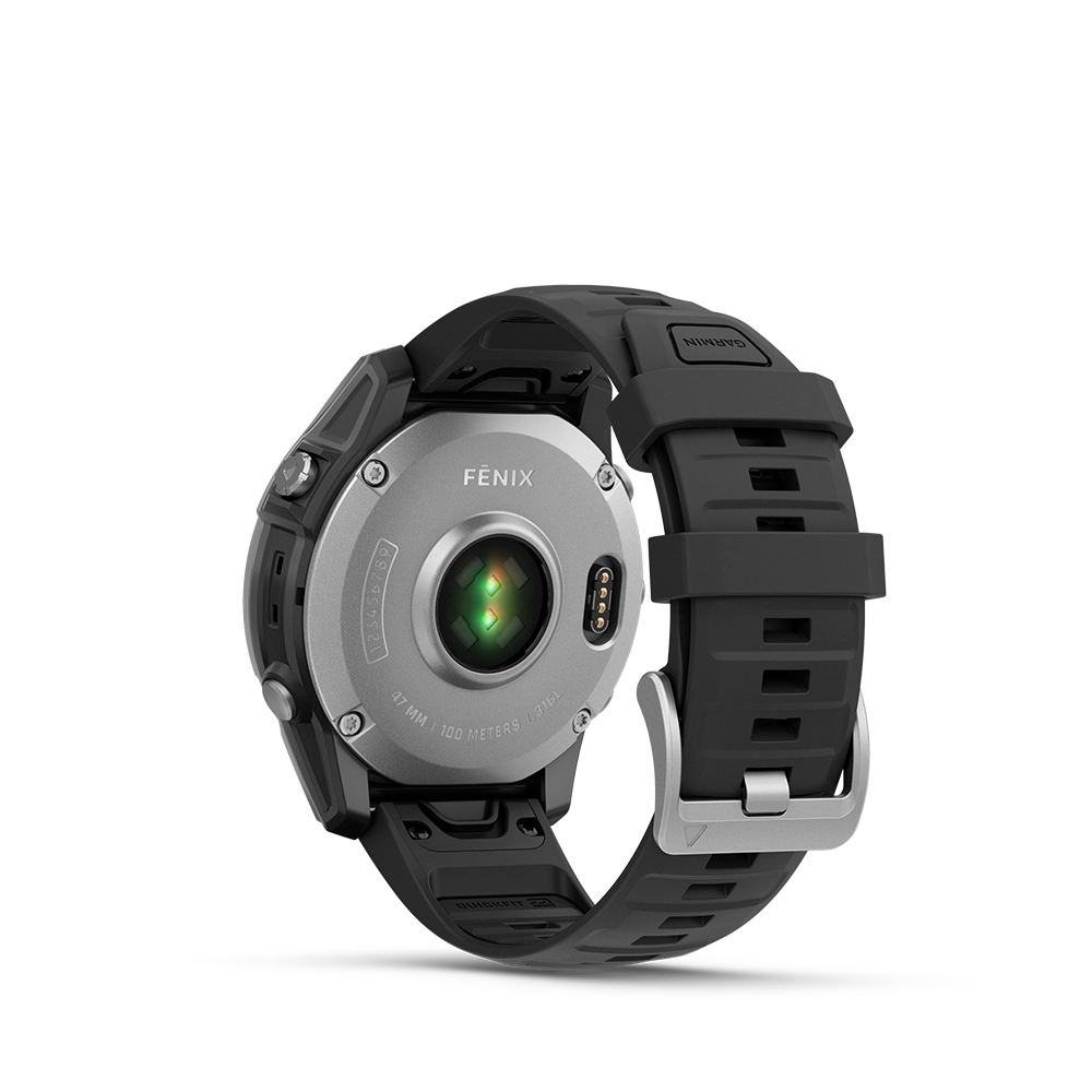 Garmin Fenix E 47 mm z AMOLED - Stainless Steal czarny z silikonowym paskiem