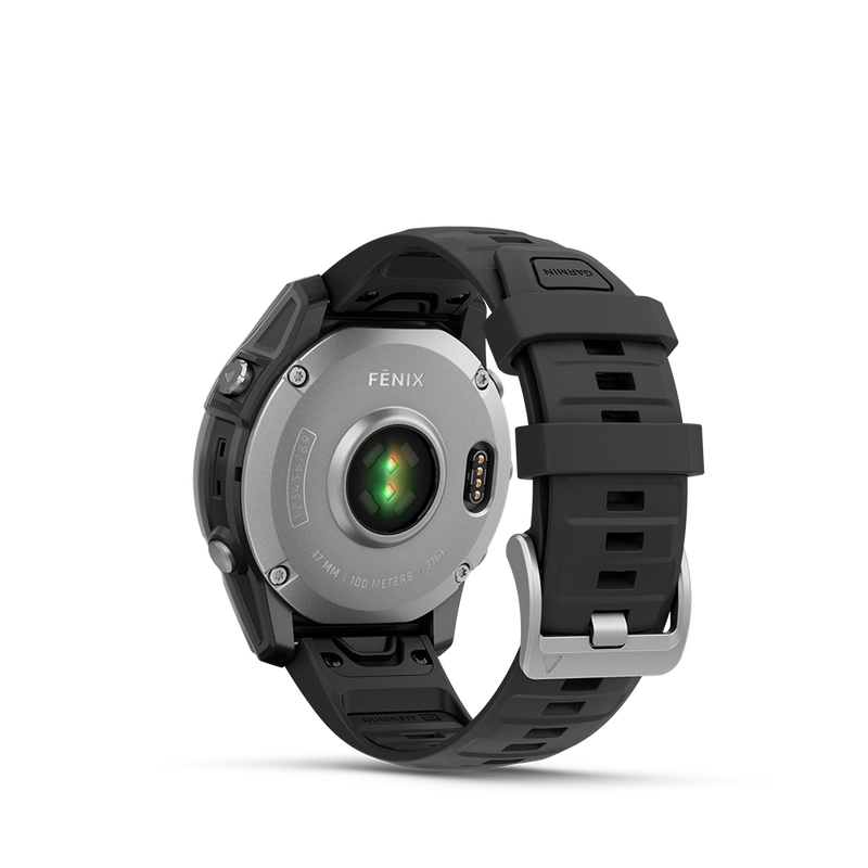 Garmin Fenix E 47 mm z AMOLED - Stainless Steal czarny z silikonowym paskiem