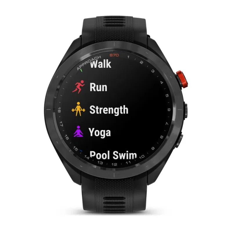 Garmin Approach® S70 – 47 mm, Czarna ceramiczna ramka i czarna silikonowa opaska