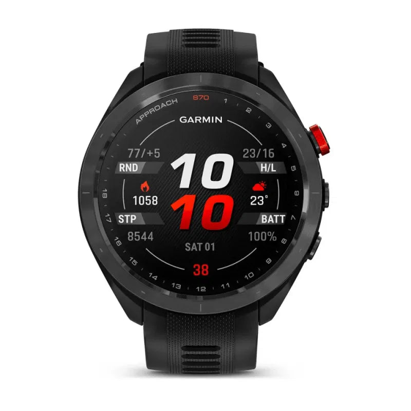 Garmin Approach® S70 – 47 mm, Czarna ceramiczna ramka i czarna silikonowa opaska