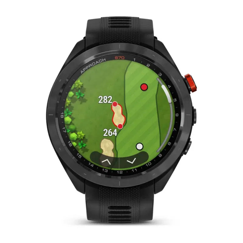 Garmin Approach® S70 – 47 mm, Czarna ceramiczna ramka i czarna silikonowa opaska