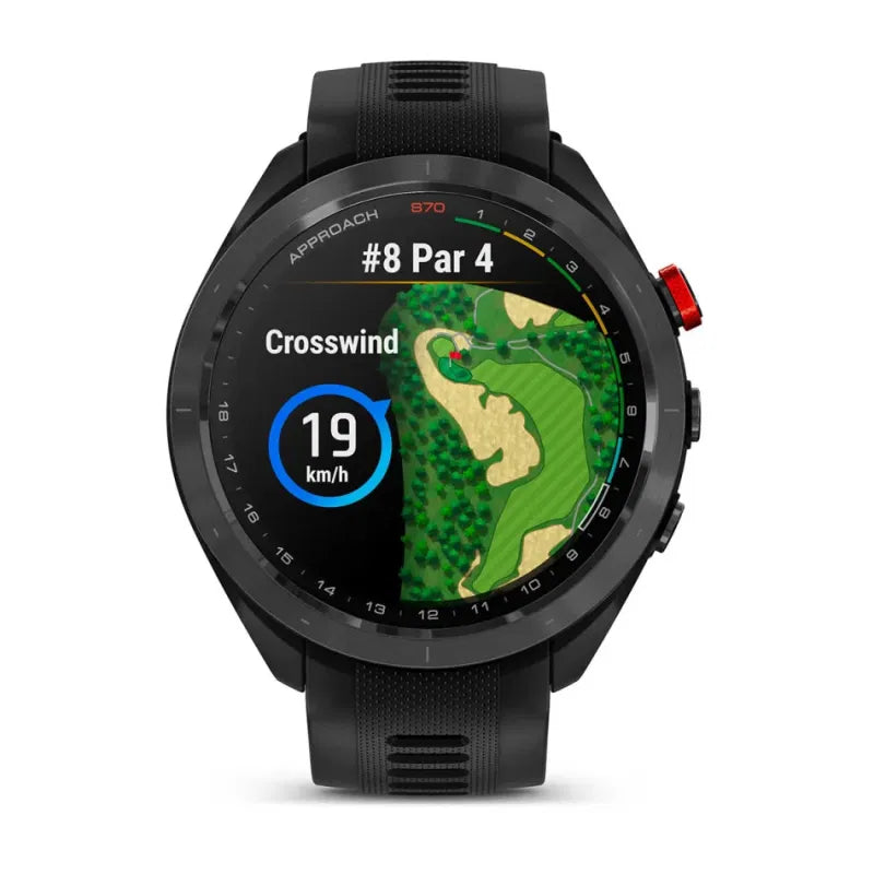 Garmin Approach® S70 – 47 mm, Czarna ceramiczna ramka i czarna silikonowa opaska