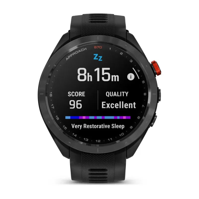 Garmin Approach® S70 – 47 mm, Czarna ceramiczna ramka i czarna silikonowa opaska