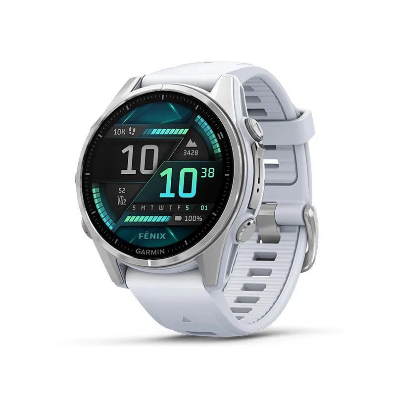 Garmin Fenix 8 AMOLED Standard Edition 43mm srebrny z paskiem silikonowym w kolorze Whitestone