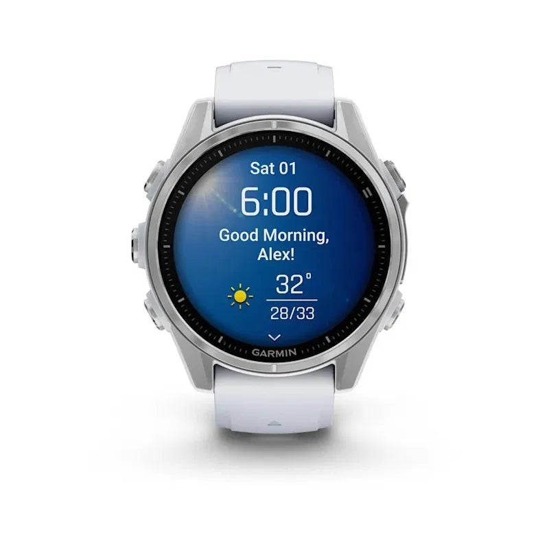 Garmin Fenix 8 AMOLED Standard Edition 43mm srebrny z paskiem silikonowym w kolorze Whitestone