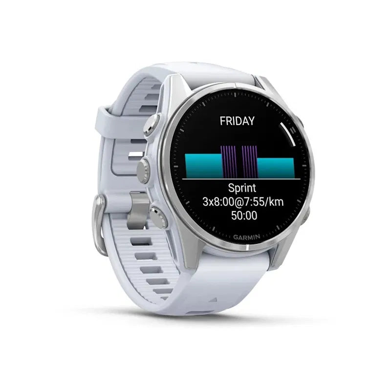 Garmin Fenix 8 AMOLED Standard Edition 43mm srebrny z paskiem silikonowym w kolorze Whitestone