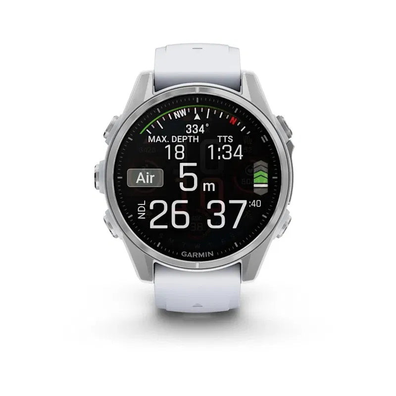 Garmin Fenix 8 AMOLED Standard Edition 43mm srebrny z paskiem silikonowym w kolorze Whitestone