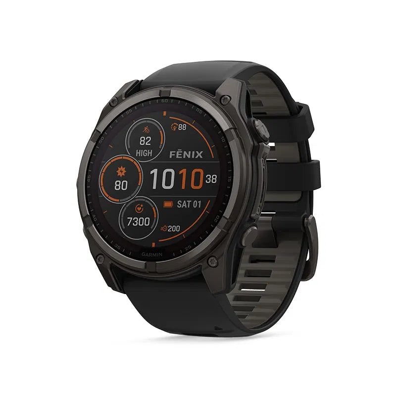 Garmin Fenix 8 Solar Sapphire 51 mm Carbon grey DLC titanium z paskiem silikonowym w kolorze czarnym