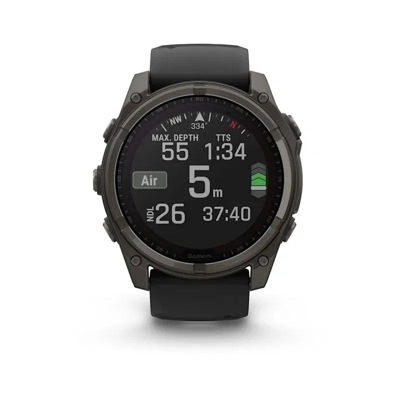 Garmin Fenix 8 Solar Sapphire 51 mm Carbon grey DLC titanium z paskiem silikonowym w kolorze czarnym